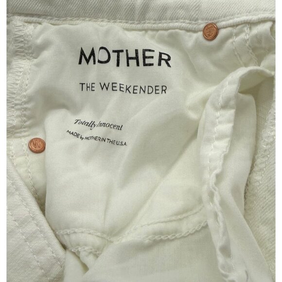 Mother The Weekender Jeans in Totally Innocent White Denim Flare Cotton Size 27 - Picture 6 of 10